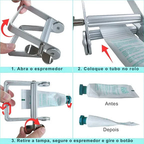 Espremedor manual de tinta em metal para otimizar o uso de tubos de tinta.
Ferramenta compacta para artistas e profissionais, reduzindo desperdícios de tinta.