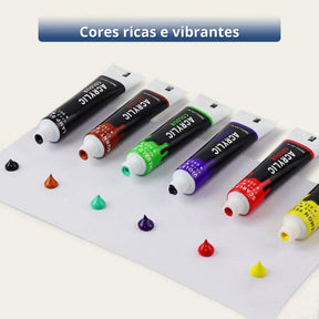 Aumente a sua criatividade com o nosso Kit Tinta Acrílica com Pincel e Paleta! Escolha entre 12 ou 24 lindas cores para dar vida à sua arte. Cada tubo de 12ml é preenchido com tinta acrílica vibrante de alta qualidade que pode ser usada em tela, papel, tecido e madeira. Obtenha este conjunto versátil hoje e deixe sua imaginação correr solta!