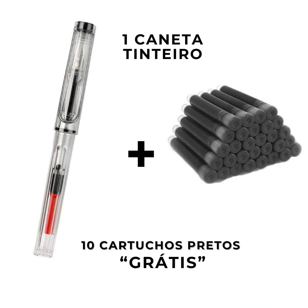 Conjunto Caneta Tinteiro + Tinta - Poupem