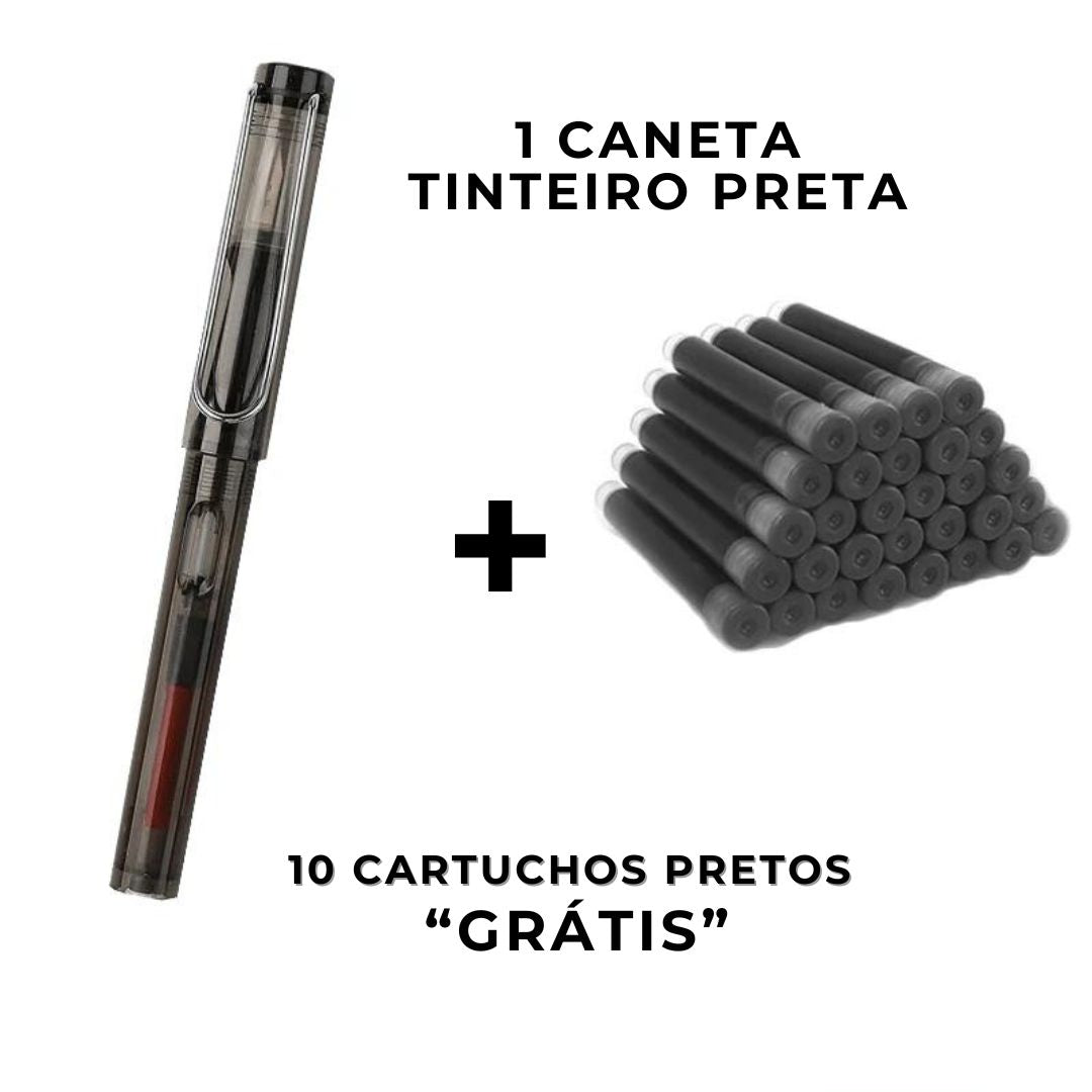 Conjunto Caneta Tinteiro + Tinta - Poupem