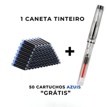 Caneta Tinteiro Transparente - <span data-mce-fragment="1">Experimente a sensação de escrever com a elegante Caneta Tinteiro Transparente, </span>um must-have para qualquer entusiasta da escrita! Com seu cartucho de 3,4 mm fácil de substituir e design elegante, <span data-mce-fragment="1">esta caneta-tinteiro vem com a incrível oferta de 50 cartuchos de tinta GRÁTIS! Deixe-se encantar pela sua qualidade e desempenho!</span>