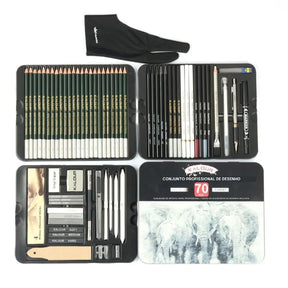 Conjunto de Lápis de Desenho de 70 Peças: Complete Seu Estúdio Ferramentas Abrangentes para Artistas Criativos Kit de Desenho Completo com Lápis, Pastéis e Carvões Explore Sua Criatividade com o Conjunto de Lápis de 70 Peças Perfeito para Artistas de Todos os Níveis: Conjunto de Desenho 70 Peças, Conjunto de lápis de desenho Kit de desenho completo Lápis de grafite para artistas Ferramentas de desenho profissionais Conjunto de desenho para iniciantes