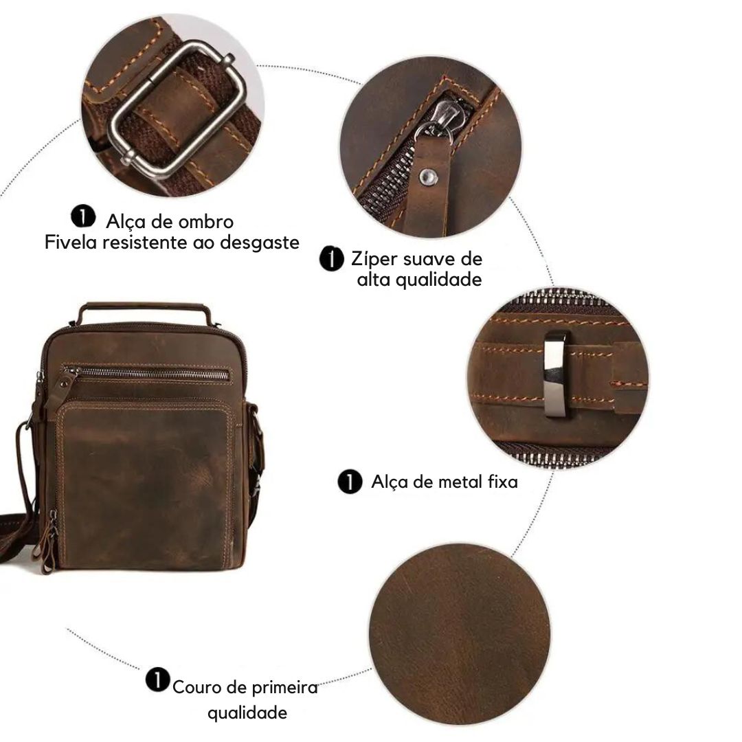 Reviva o estilo clássico com nossa Bolsa de Ombro Casual Vintage em Couro Genuíno. Combinando o charme do vintage com a funcionalidade contemporânea, esta bolsa é a escolha ideal para quem busca versatilidade e elegância em um acessório.  Feita com materiais de alta qualidade, como couro genuíno e forro de poliéster durável, esta bolsa não só adiciona um toque de sofisticação ao seu visual, mas também oferece praticidade para o dia a dia.