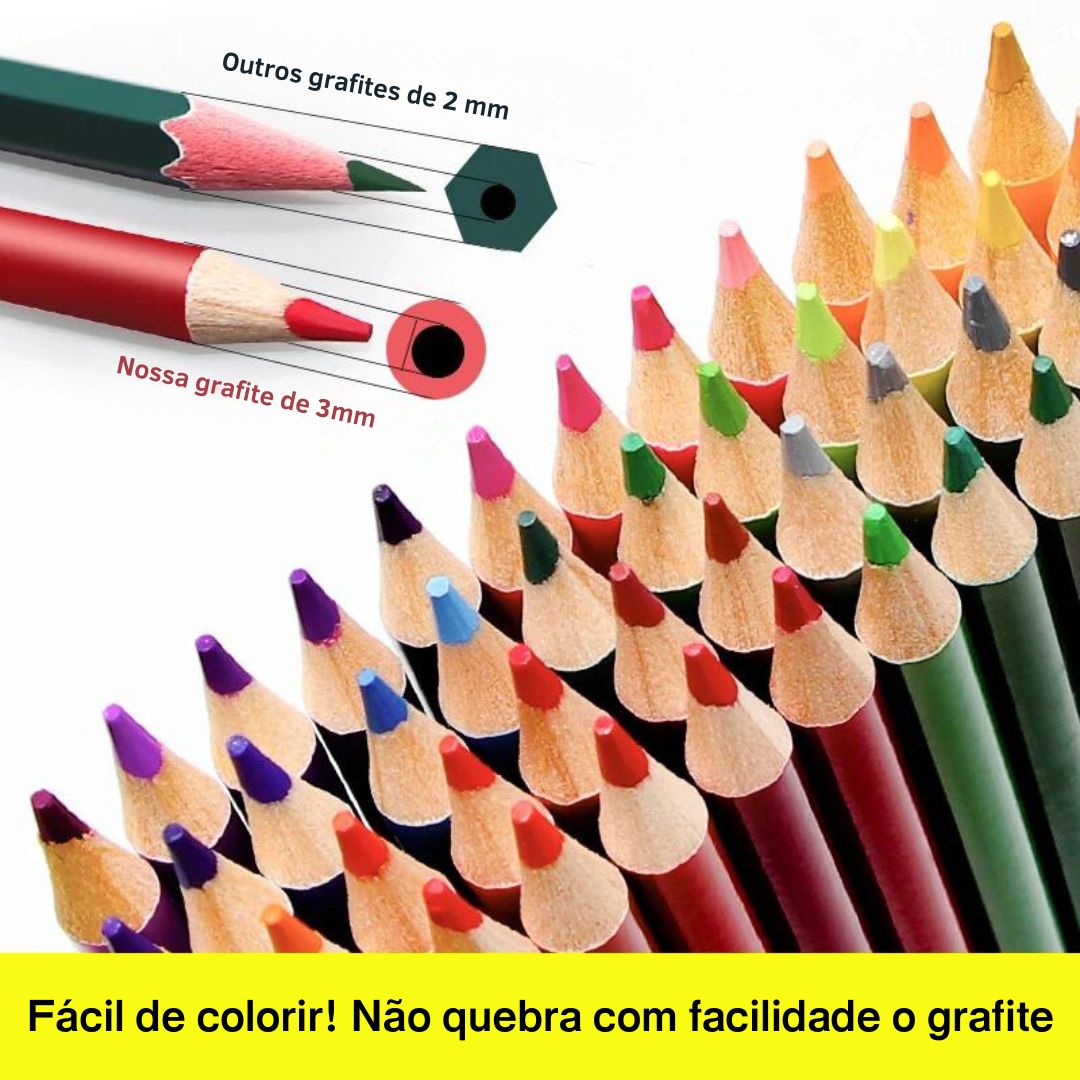 Lápis de Cor Profissional a Óleo - a melhor ferramenta para artistas e criativos! Experimente as cores vibrantes e a aplicação fácil e suave graças à sua mistura única de óleo e design confortável. Chega de interrupções no seu fluxo criativo, pois este lápis pode suportar até as pressões mais fortes!