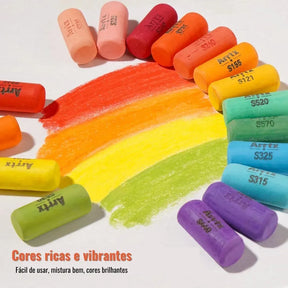 Cores Vibrantes: Giz Pastel para Retratos Cativantes" "Pigmentos Puros: Qualidade Artística em Cada Traço" "Textura Suave: Crie com Controle e Precisão" "Versatilidade Artística: Pastéis para Todas as Superfícies" "Conjunto de 48 Cores: Liberte Sua Imaginação com Arrtx Cobertura excepcional Versatilidade em diversas superfícies Liberdade criativa em qualquer lugar Enrolado à mão com cuidado Textura suave e macia Controle excepcional