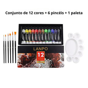 Aumente a sua criatividade com o nosso Kit Tinta Acrílica com Pincel e Paleta! Escolha entre 12 ou 24 lindas cores para dar vida à sua arte. Cada tubo de 12ml é preenchido com tinta acrílica vibrante de alta qualidade que pode ser usada em tela, papel, tecido e madeira. Obtenha este conjunto versátil hoje e deixe sua imaginação correr solta!