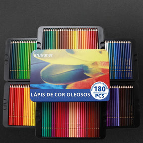 Conjunto de lápis de cor a óleo com cores vibrantes e organizados em uma caixa.
Ilustração colorida com técnicas de mistura, sombreamento e detalhes criados com os lápis.