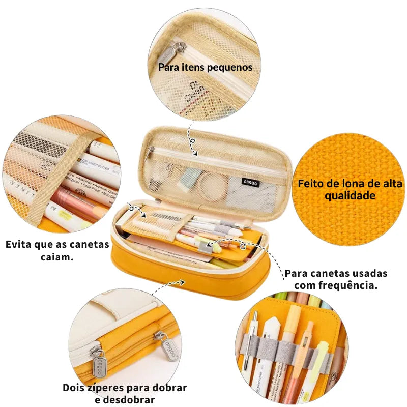 Estojo Clássico Arte Plena: Organização Descomplicada Estojo de Lona Compacto e Funcional Estojo Organizador para Material de Escritório e Arte Estojo Durável com Compartimentos Internos Inteligentes Estojo Clássico para Quem Valoriza Organização e Estilo, Estojo clássico de lona Estojo organizador para lápis e canetas Estojo compacto para material de arte Estojo resistente para uso diário Estojo funcional para estudantes e profissionais