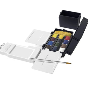 Conjunto de Tintas Aquarela Portátil com 14 Cores Vibrantes Caixa de Pintura Aquarela Completa para Iniciantes e Artistas Kit de Pintura Aquarela para Viagens e Estudos ao Ar Livre